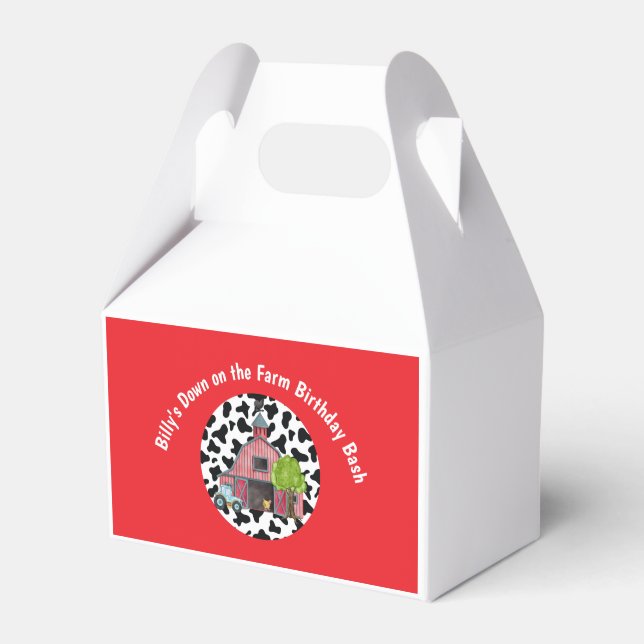 Farm Animal Barnyard Birthday Favor Box Customize (Front Side)