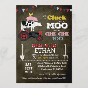 Farm Animal Barnyard Birthday Invitation