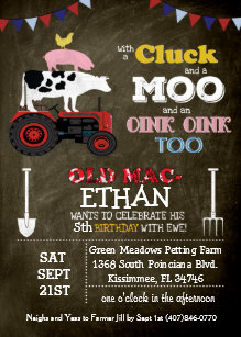 farm animal birthday invitations zazzle