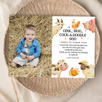 Farm Animal Barnyard Birthday Party Thank You Card