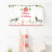 Farm Animal Barnyard Greenery Birthday Banner