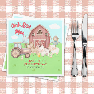 Farm Animal Birthday – Barnyard Girl Party Napkins