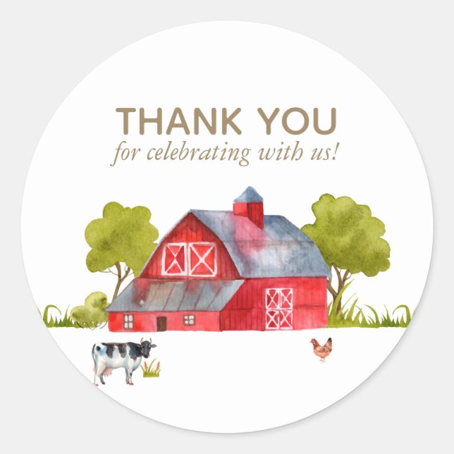Farm Animal Birthday Celebration Classic Round Sticker (Front)