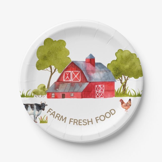 Farm Animal Birthday Celebration Paper Plates (Front)