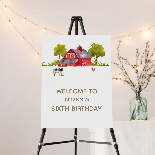 Farm Animal Birthday Celebration Welcome Sign (In Situ (Stand))