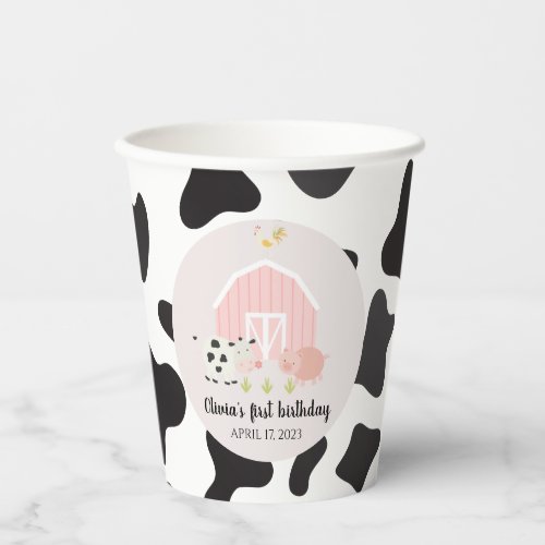 Farm Animal Birthday Cow Print Paper Cups