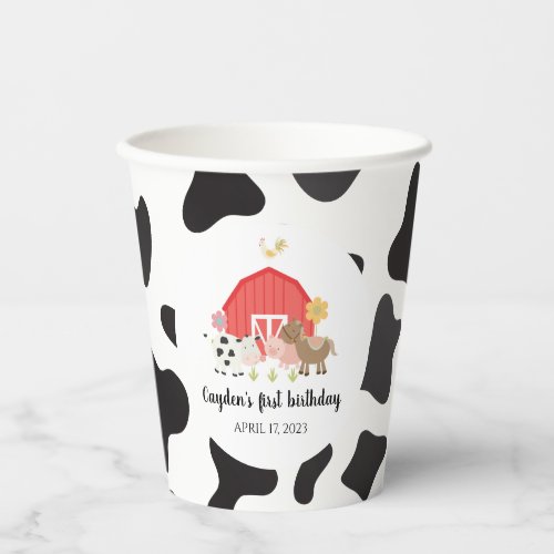 Farm Animal Birthday Cow Print Paper Cups