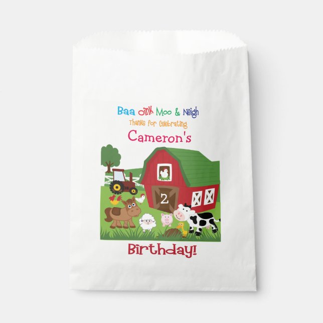 Farm Animal Birthday Goody/Favor Bag (Front)
