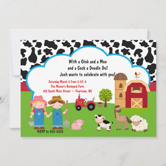 Farm Animal Birthday Invitation (Front)