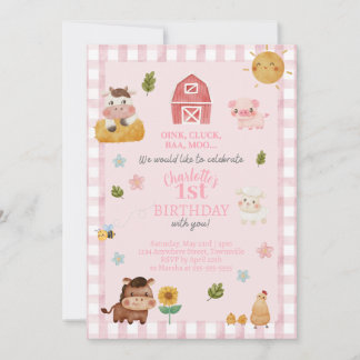Farm Animal Birthday Invitation | 1st Birthday