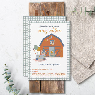 Farm Animal Birthday Invitation Barnyard Birthday