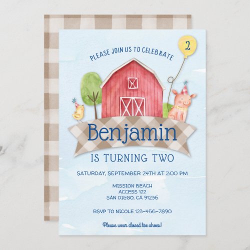 farm animal birthday invitation FARM ANIMAL 1ST Invitation