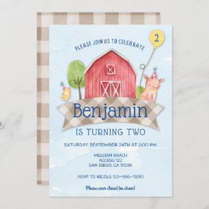 farm animal birthday invitation, FARM ANIMAL 1ST Invitation