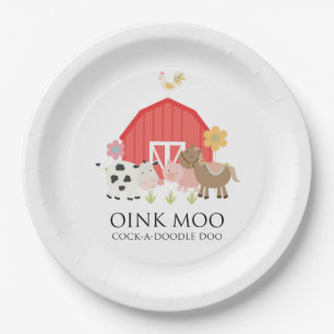Farm Animal Birthday Party plate red barn