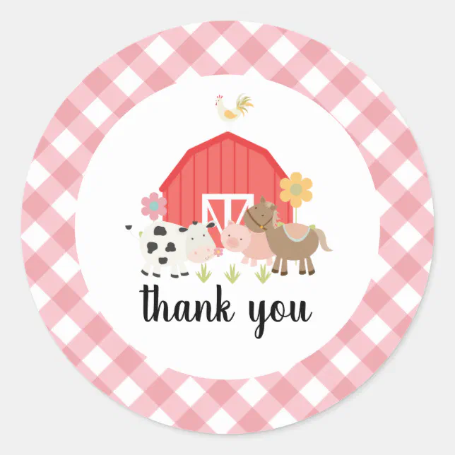 Farm Animal Birthday Party thank you favor tags | Zazzle