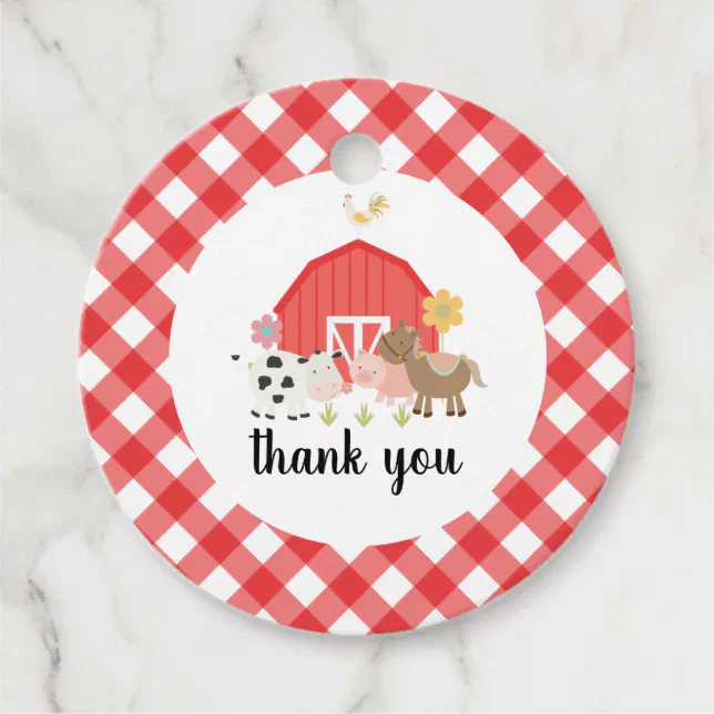 Farm Animal Birthday Party thank you favor tags | Zazzle