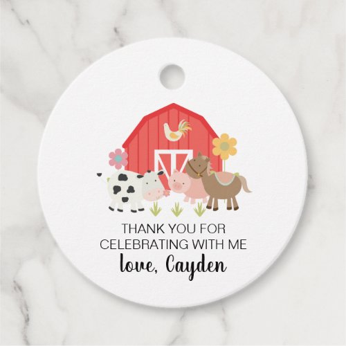 Farm Animal Birthday Party thank you favor tags