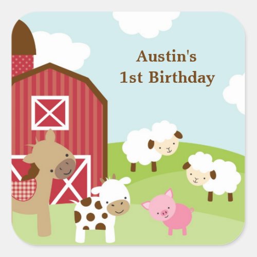 Farm Animal Birthday Stickers