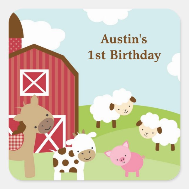 Farm Animal Birthday Stickers (Front)