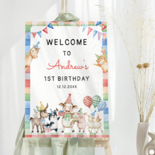 Farm Animal Calling All Party 1st Birthday Welcome Foam Board