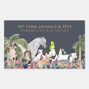 Farm Animal Cat Dog Bird Pet Rectangular Sticker