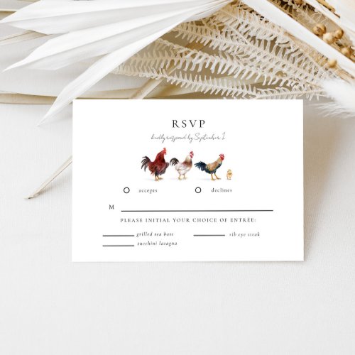 Farm Animal Chicken Wedding RSVP Card