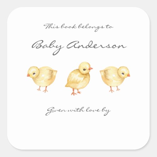 Farm Animal chicks baby shower bookplate