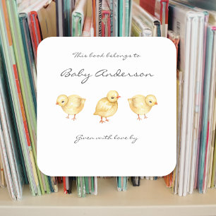 Farm Animal chicks baby shower bookplate