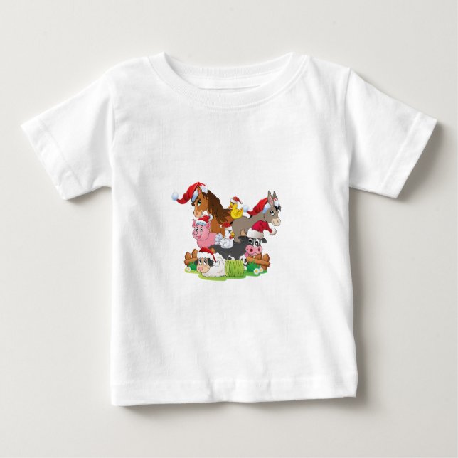Farm Animal Christmas Baby T-Shirt (Front)