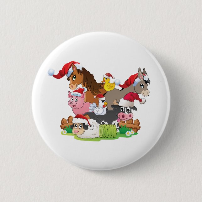 Farm Animal Christmas Button (Front)