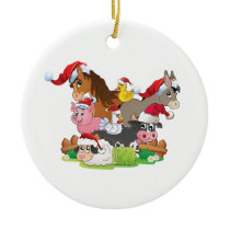 Farm Animal Christmas Ceramic Ornament