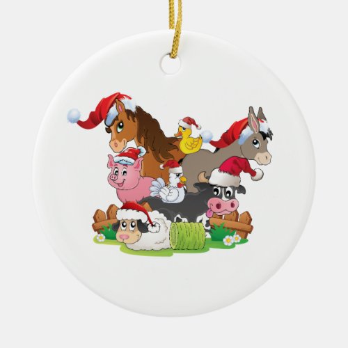 Farm Animal Christmas Ceramic Ornament
