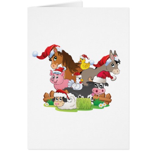 Farm Animal Christmas Greeting Card | Zazzle