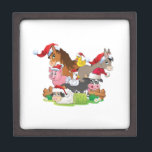 Farm Animal Christmas Keepsake Box<br><div class="desc">Adorable farm animals all with Santa Hats on ready for Christmas - too cute for the country  Christmas theme.</div>