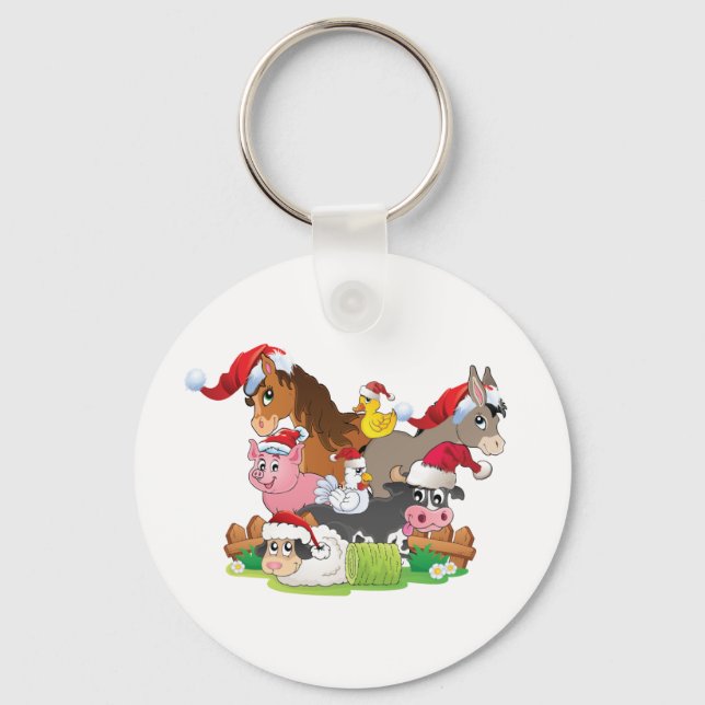 Farm Animal Christmas Keychain (Front)