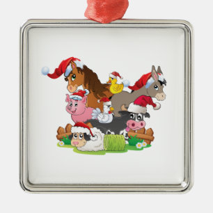 Farm Animal Christmas Metal Ornament