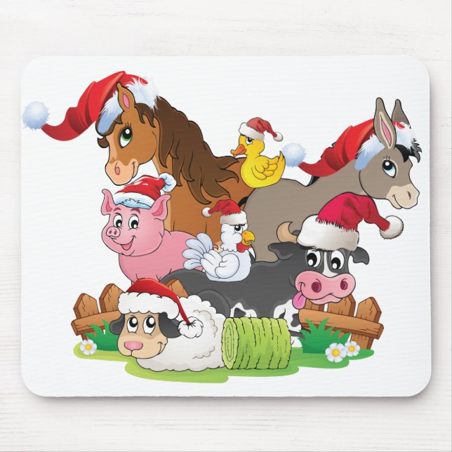 Farm Animal Christmas Mouse Pad (Front)