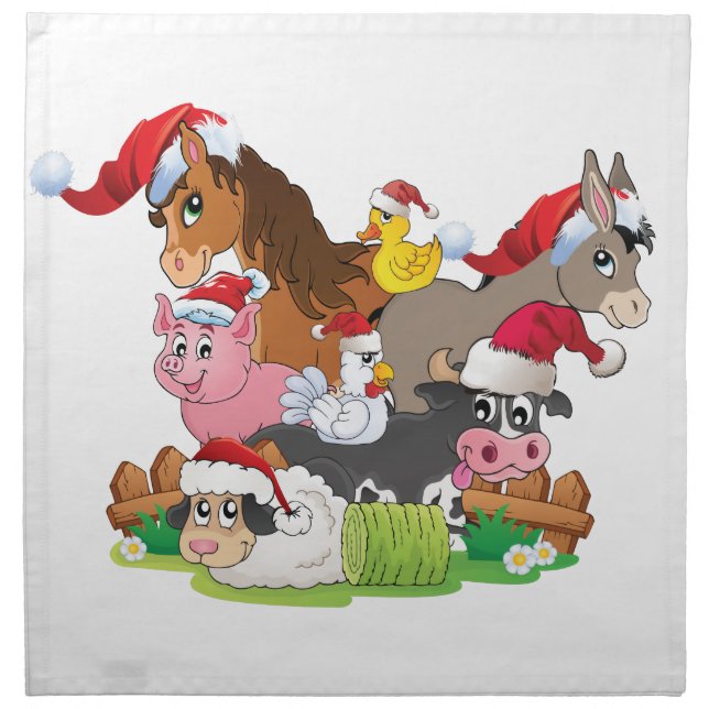 Farm Animal Christmas Napkin (Front)