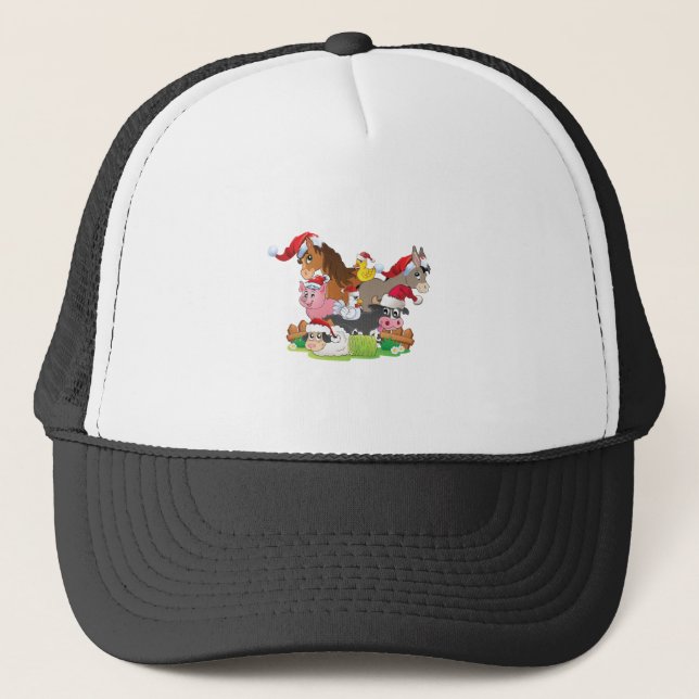 Farm Animal Christmas Trucker Hat (Front)