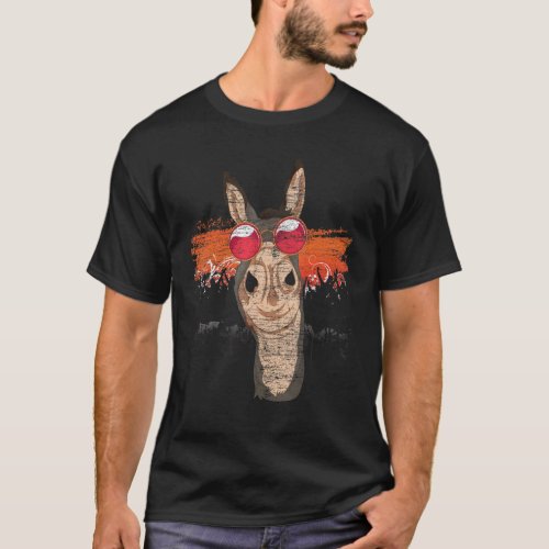 Farm Animal Cool Sunglasses Party Animal Donkey T_Shirt