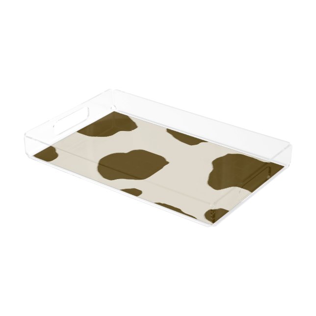 Farm Animal Cow Brown Spots Acrylic Tray (Angled)