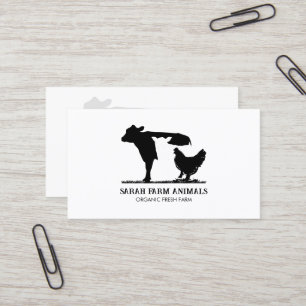 Farm Animal Cow Sheep Chicken Business Card