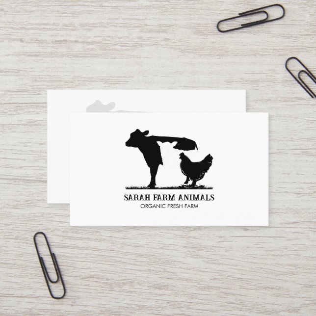 Farm Animal Cow Sheep Chicken Business Card (Front/Back In Situ)