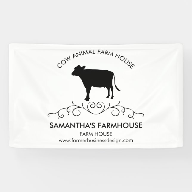 farm animal Cow Silhouette Banner (Horizontal)