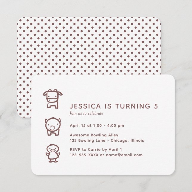 Farm Animal Doodles Child's Birthday Invitation (Front/Back)