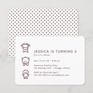 Farm Animal Doodles Child's Birthday Invitation