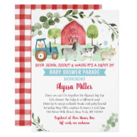 Farm Animal Drive By Baby Shower Parade Invitation