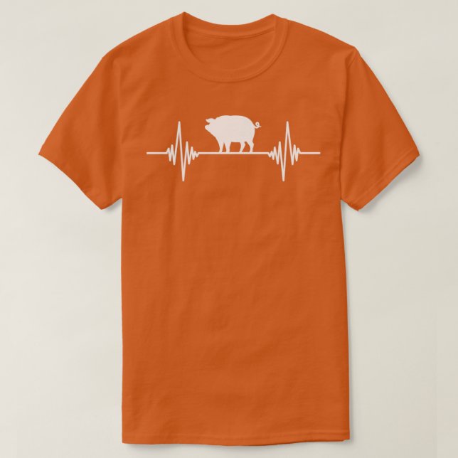 Farm Animal Farmer Heartbeat Gift Pig T-Shirt (Design Front)