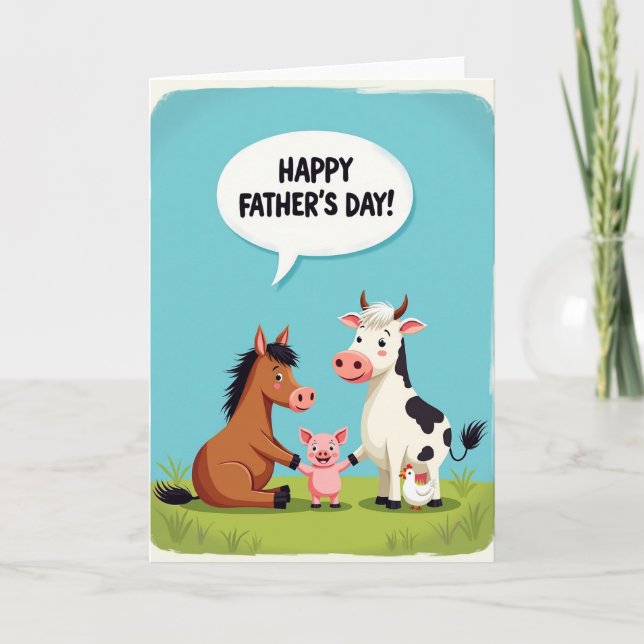 Farm Animal Fathers Day Scene Card (Front)