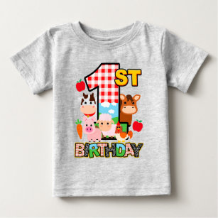 Farm Animal First Birthday   Barnyard Birthday Baby T-Shirt